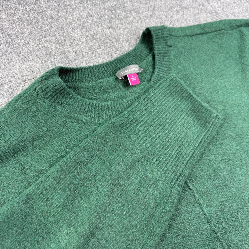 Vince Camuto Sweater Large Green Crewneck Oversized Knit Pullover Womens